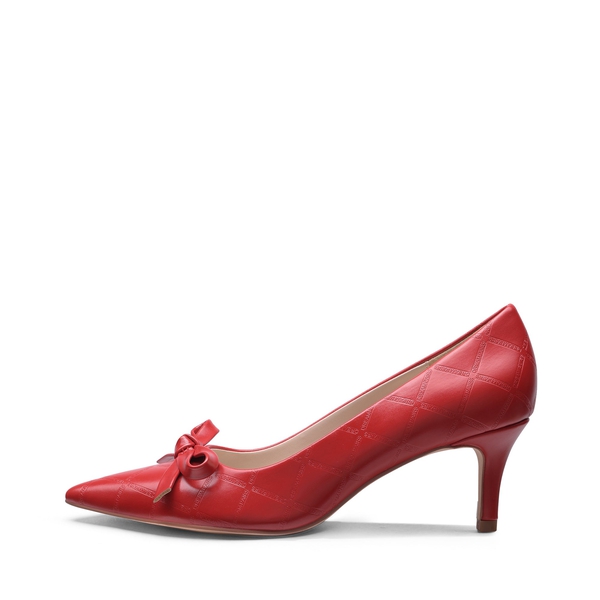 Pointed Toe Kitten Heel Pumps - RED PU - 2